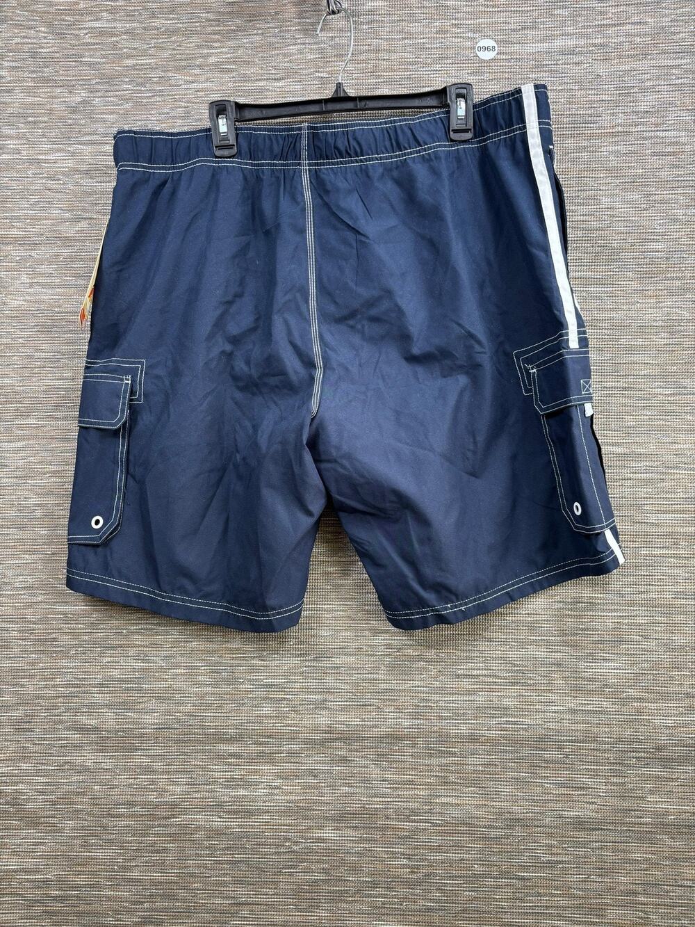 Op Swim Trunks Mens XL Navy Cargo Pocket Elastic Waist Lined Mesh Quick Dry
